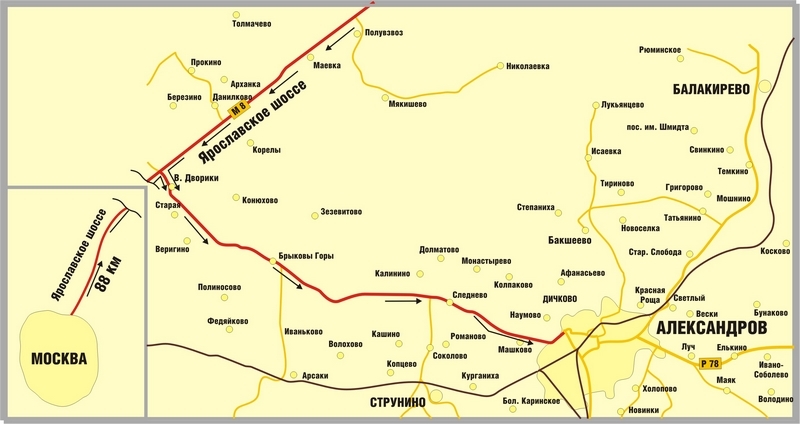Схема проезда до города Александров